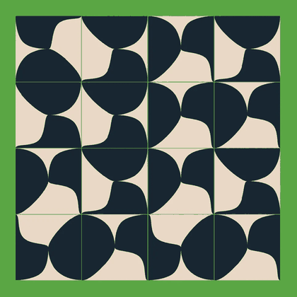 Animated KATER LAB modular tile pattern with individual elements rotating